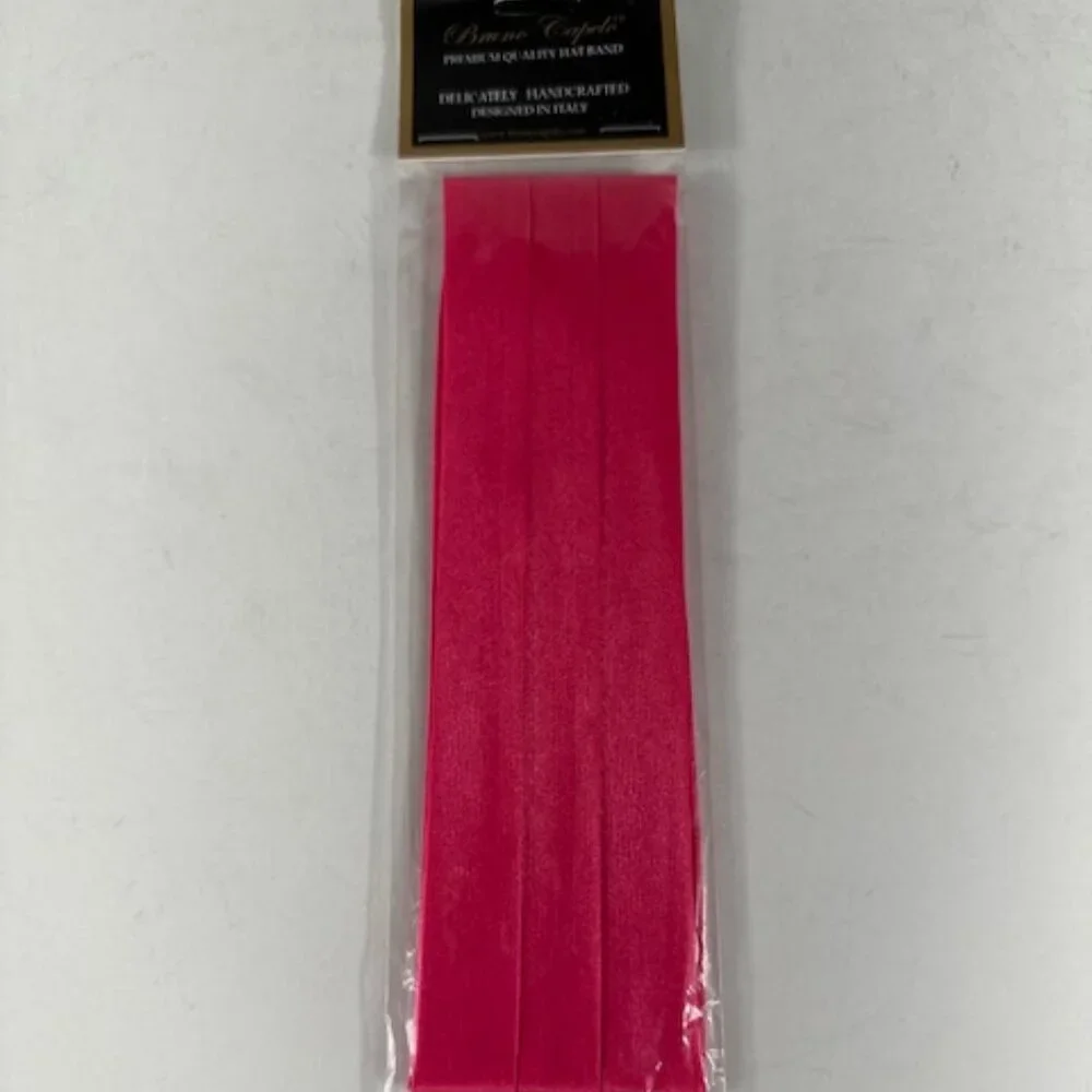 Bruno Capelo Men's Fuchsia Pink 3 Pleat Hat Band Premium 2 End Hooks 100% Satin